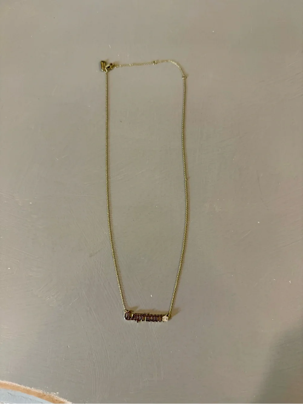 Capricorn Script Pendant Necklace - Gold Tone - Picture 2 of 2